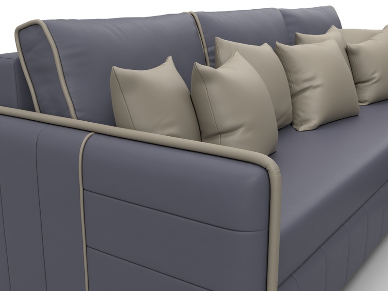 Диван угловой Лига-078 угол универсальный, Экокожа, GRIFON 15 серый;GRIFON 04 бежевый