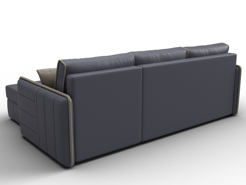 Диван угловой Лига-078 угол универсальный, Экокожа, GRIFON 15 серый;GRIFON 04 бежевый