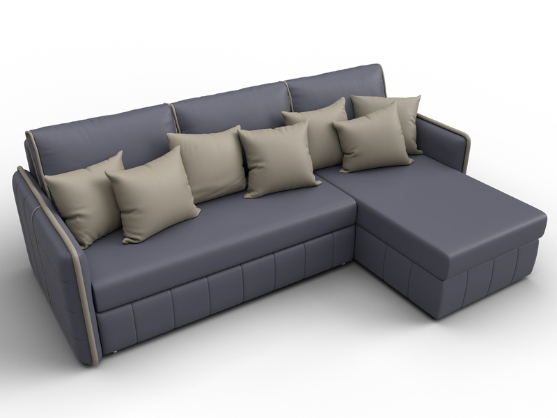 Диван угловой Лига-078 угол универсальный, Экокожа, GRIFON 15 серый;GRIFON 04 бежевый