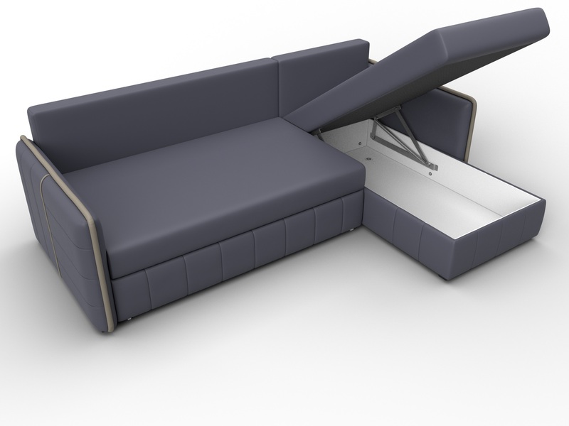 Диван угловой Лига-078 угол универсальный, Экокожа, GRIFON 15 серый;GRIFON 04 бежевый