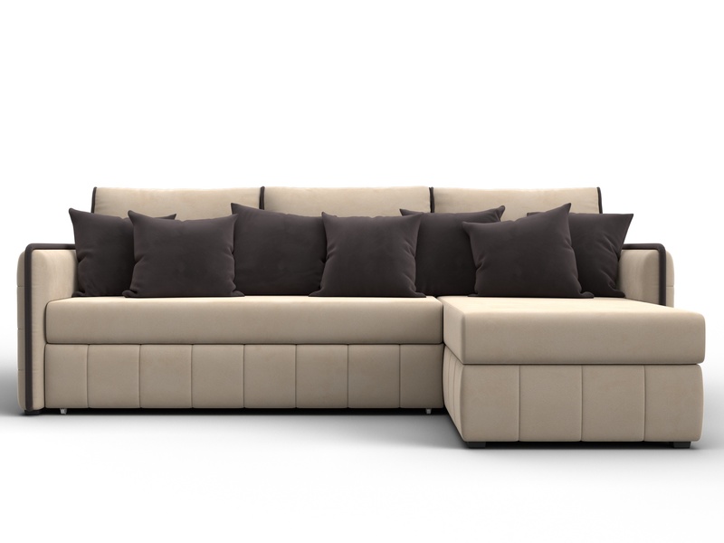 Диван угловой Лига-078 угол универсальный, Велюр, Seven 729 бежевый;Seven 727 коричневый