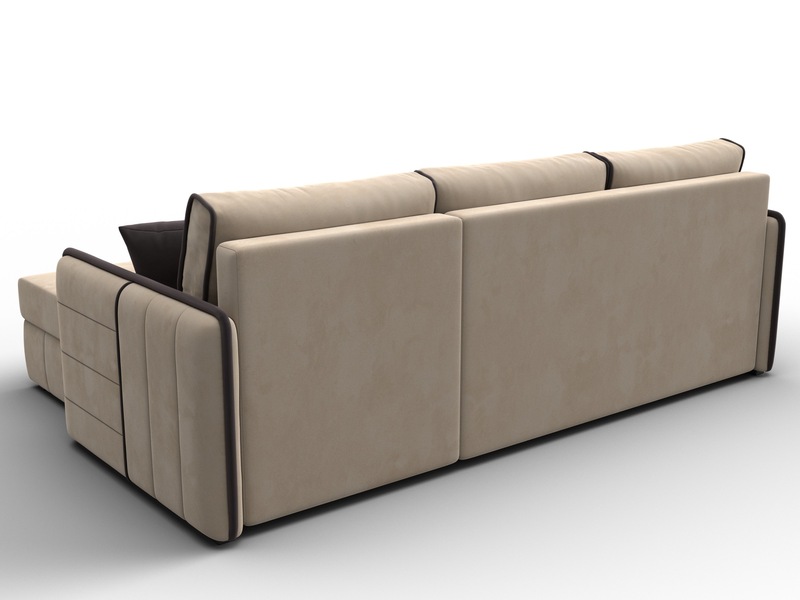 Диван угловой Лига-078 угол универсальный, Велюр, Seven 729 бежевый;Seven 727 коричневый