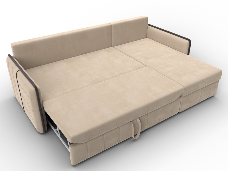 Диван угловой Лига-078 угол универсальный, Велюр, Seven 729 бежевый;Seven 727 коричневый