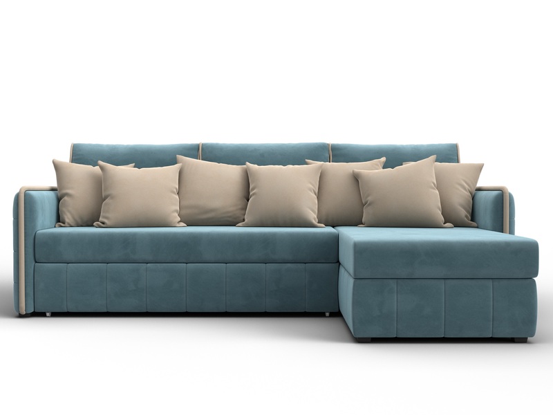 Диван угловой Лига-078 угол универсальный, Велюр, Seven 113 бирюзовый;Seven 729 бежевый