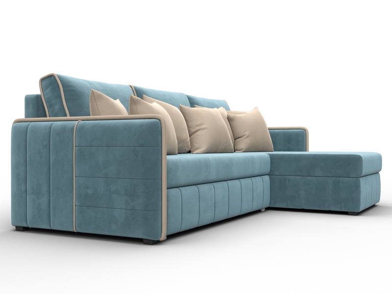 Диван угловой Лига-078 угол универсальный, Велюр, Seven 113 бирюзовый;Seven 729 бежевый