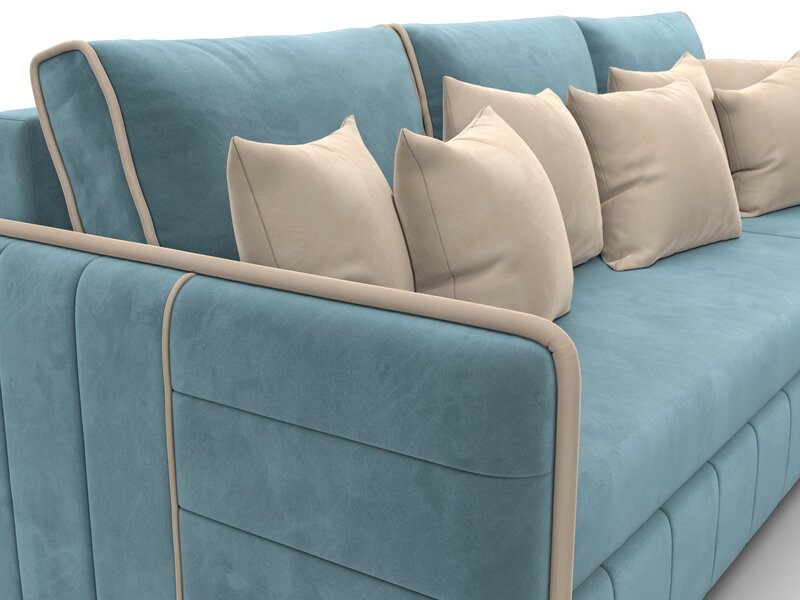 Диван угловой Лига-078 угол универсальный, Велюр, Seven 113 бирюзовый;Seven 729 бежевый