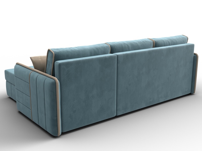 Диван угловой Лига-078 угол универсальный, Велюр, Seven 113 бирюзовый;Seven 729 бежевый