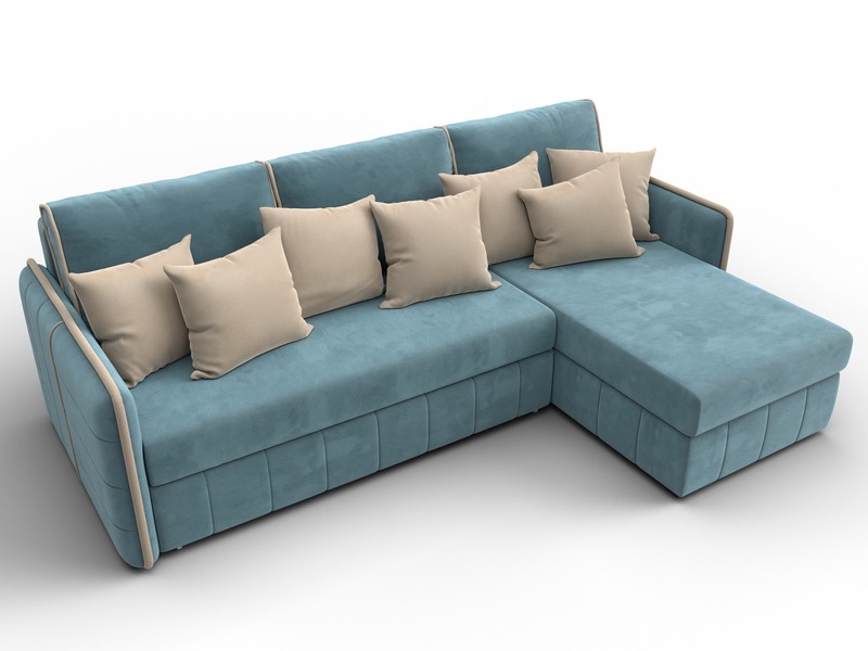 Диван угловой Лига-078 угол универсальный, Велюр, Seven 113 бирюзовый;Seven 729 бежевый
