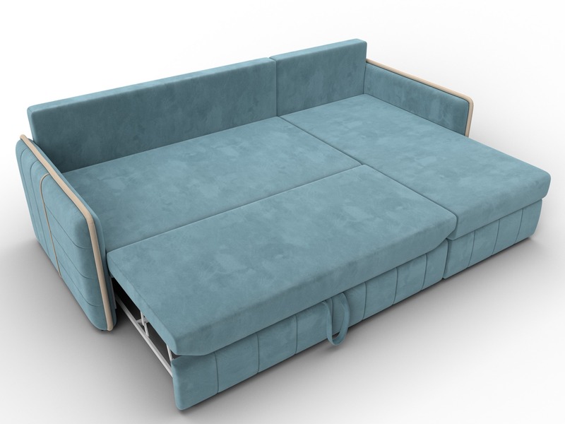 Диван угловой Лига-078 угол универсальный, Велюр, Seven 113 бирюзовый;Seven 729 бежевый