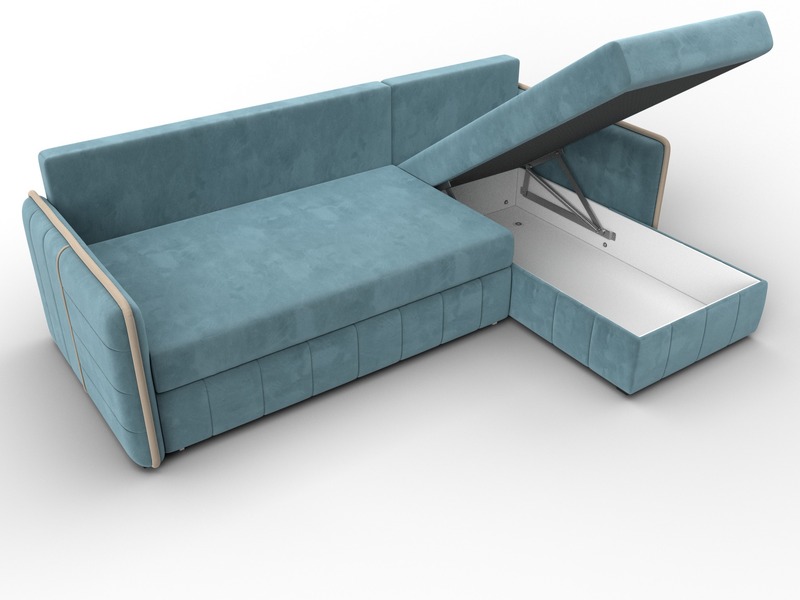 Диван угловой Лига-078 угол универсальный, Велюр, Seven 113 бирюзовый;Seven 729 бежевый