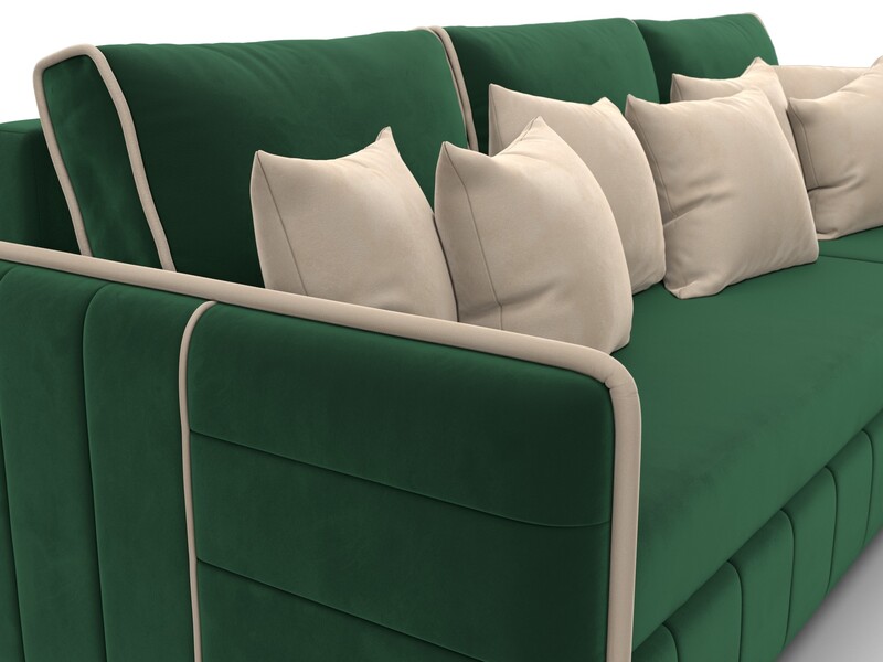Диван угловой Лига-078 угол универсальный, Велюр, Seven 626 зеленый;Seven 729 бежевый