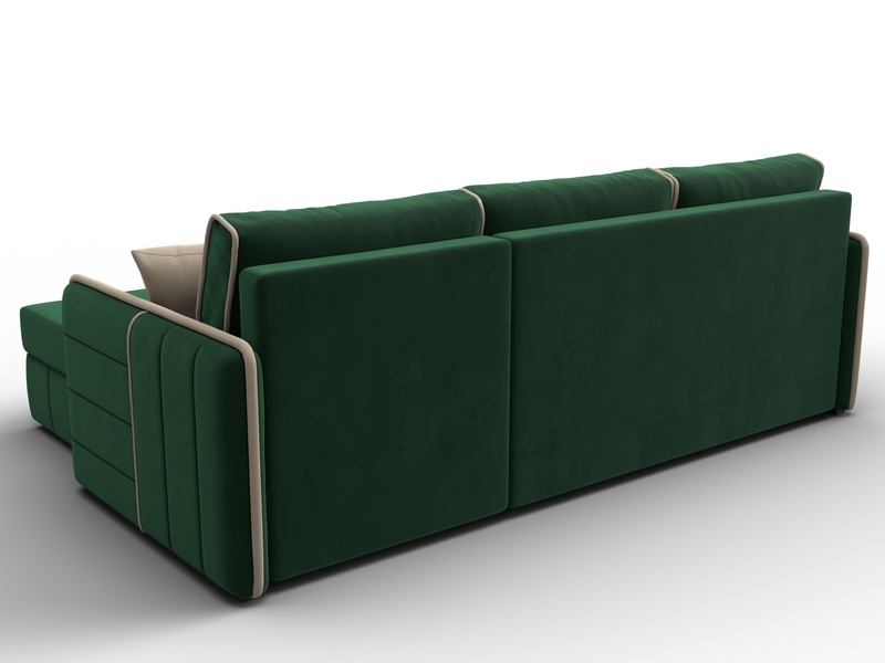 Диван угловой Лига-078 угол универсальный, Велюр, Seven 626 зеленый;Seven 729 бежевый