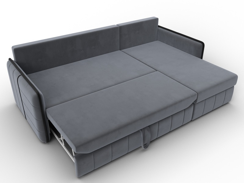 Диван угловой Лига-078 угол универсальный, Велюр, Seven 17 серый;Seven 35 черный