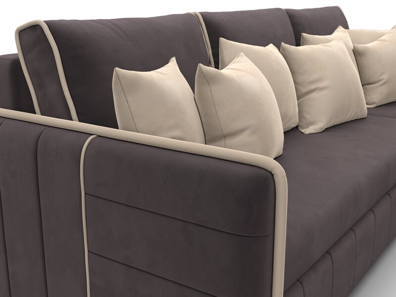 Диван угловой Лига-078 угол универсальный, Велюр, Seven 727 коричневый;Seven 729 бежевый