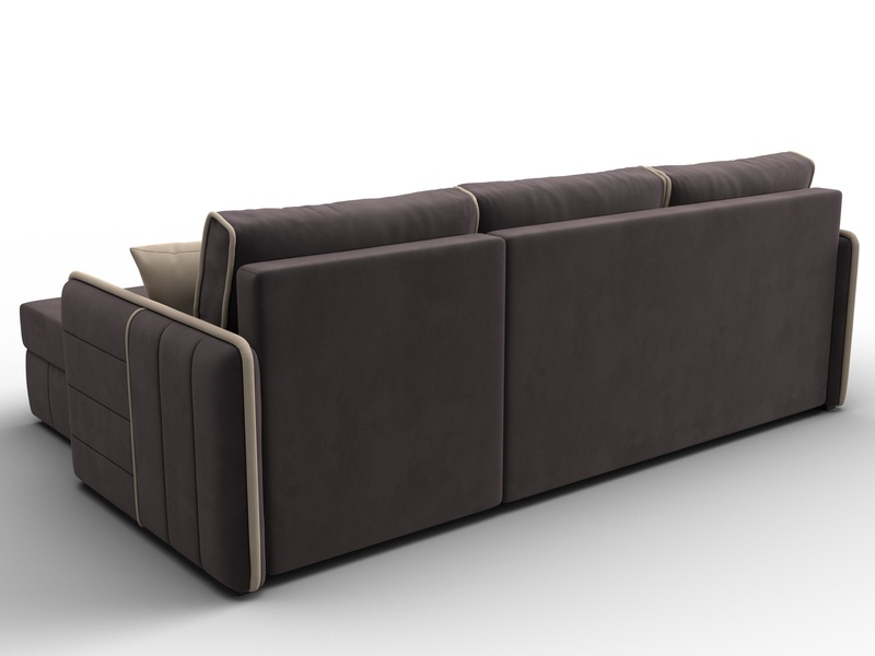 Диван угловой Лига-078 угол универсальный, Велюр, Seven 727 коричневый;Seven 729 бежевый