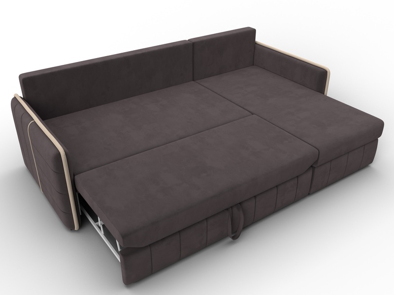 Диван угловой Лига-078 угол универсальный, Велюр, Seven 727 коричневый;Seven 729 бежевый