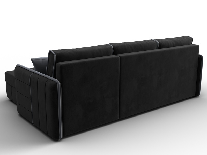 Диван угловой Лига-078 угол универсальный, Велюр, Seven 35 черный;Seven 17 серый