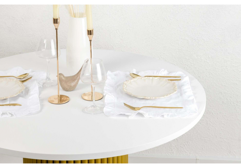 Стол деревянный, Барел 90 белый / золото