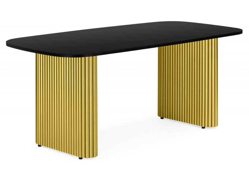 Стол деревянный, Бавария B 180 х 90 черная пленка шагрень / золото