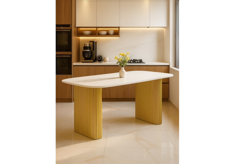 Стол деревянный, Бавария B 180 х 90 белая пленка шагрень / золото