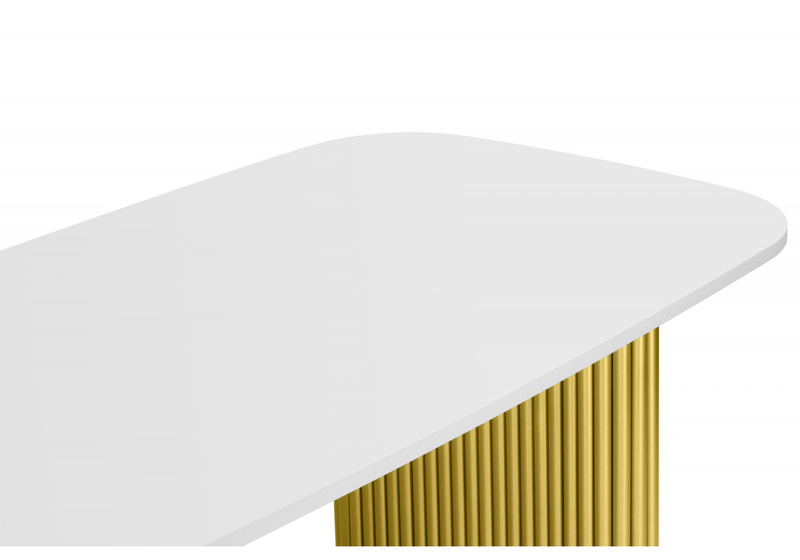 Стол деревянный, Бавария B 180 х 90 белая пленка шагрень / золото