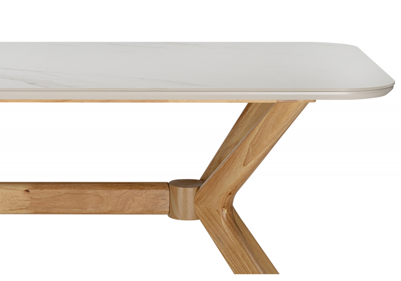 Керамический стол, Unika 180x80 белый спеченный камень / светлое дерево