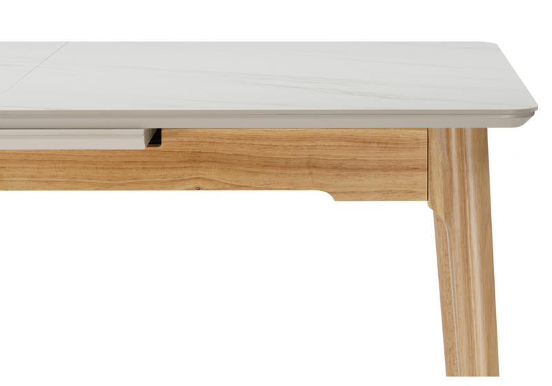 Керамический стол, Halmar 140(180)x80 белый спеченный камень / светлое дерево