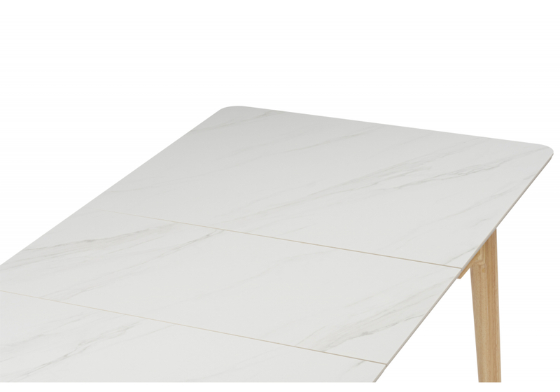 Керамический стол, Halmar 140(180)x80 белый спеченный камень / светлое дерево