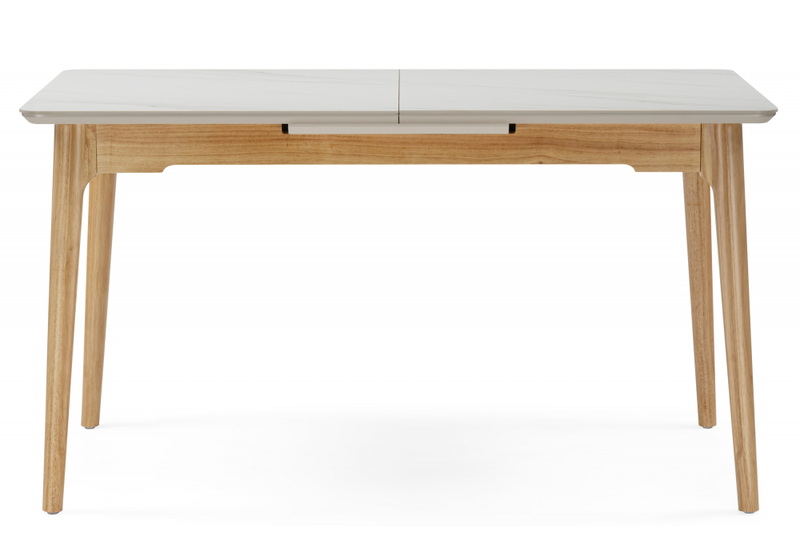 Керамический стол, Halmar 140(180)x80 белый спеченный камень / светлое дерево