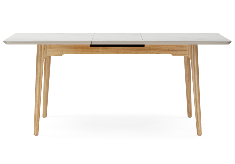 Керамический стол, Halmar 140(180)x80 белый спеченный камень / светлое дерево