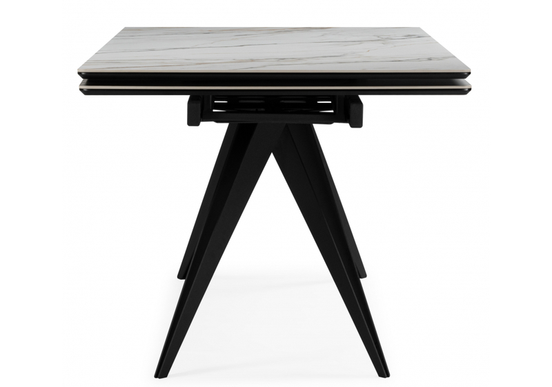 Керамический стол, Дарвин 160(220)х89 белый с прожилками gilt white / черный