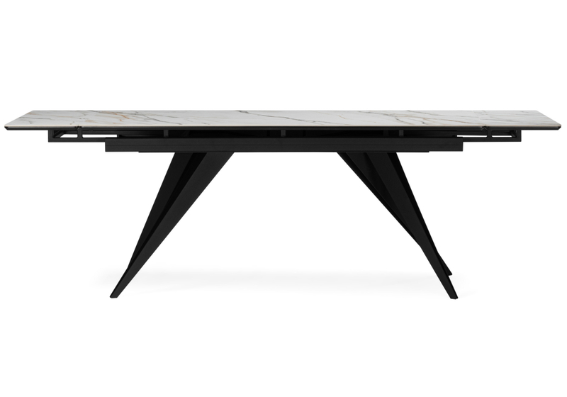 Керамический стол, Дарвин 160(220)х89 белый с прожилками gilt white / черный