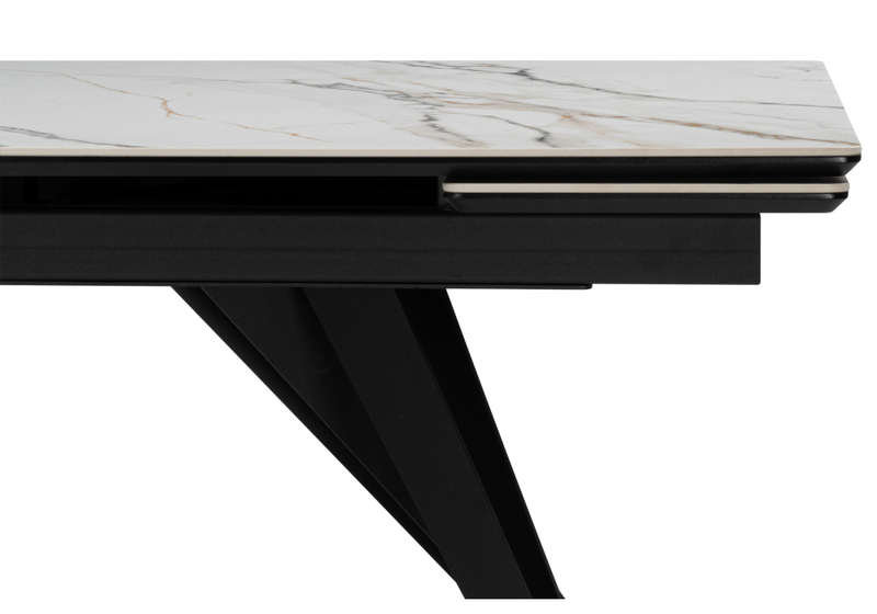 Керамический стол, Дарвин 160(220)х89 белый с прожилками gilt white / черный