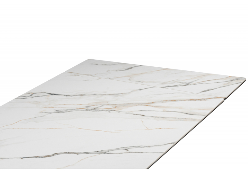 Керамический стол, Дарвин 160(220)х89 белый с прожилками gilt white / черный