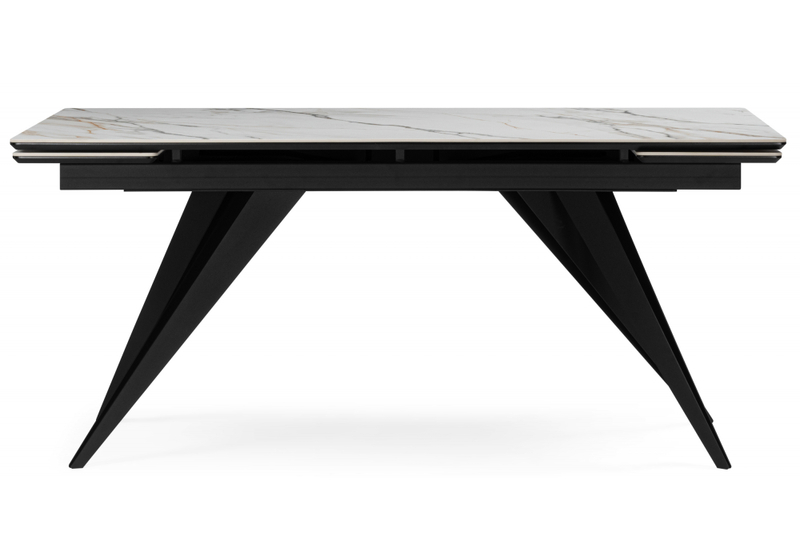 Керамический стол, Дарвин 160(220)х89 белый с прожилками gilt white / черный