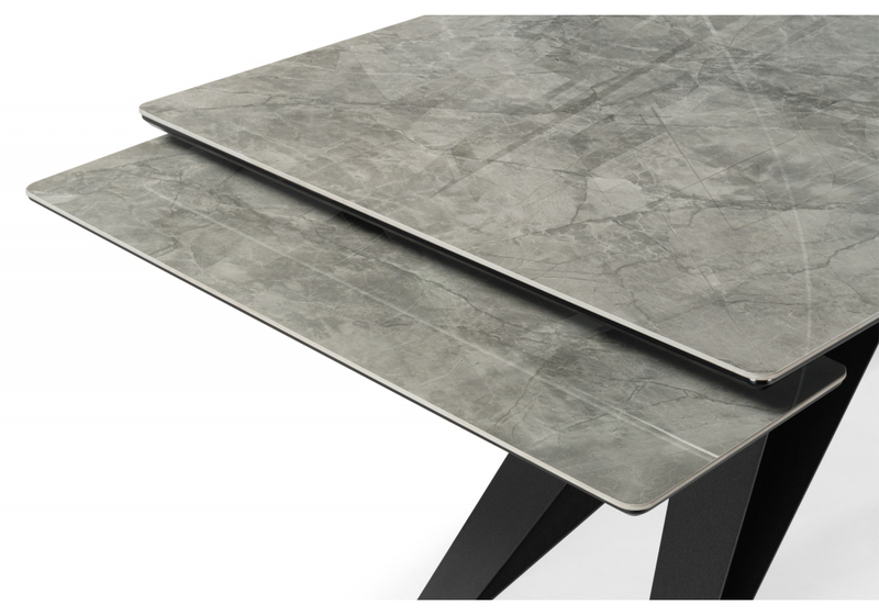 Керамический стол, Блэкберн 160(220)х89 серый мрамор baolai / черный