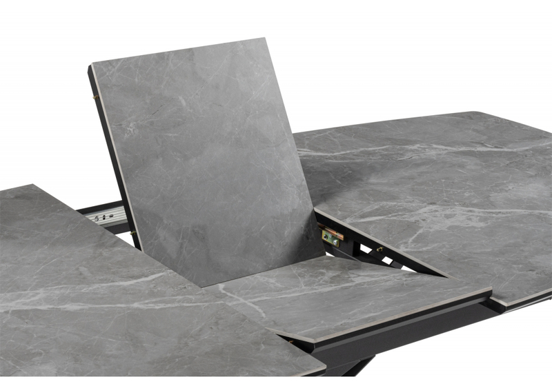 Керамический стол, Риполь 160(205)х89 larka grey / черный