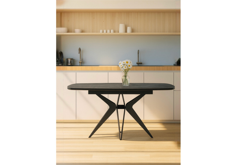 Керамический стол, Риполь 140(180)х80 larka grey / черный