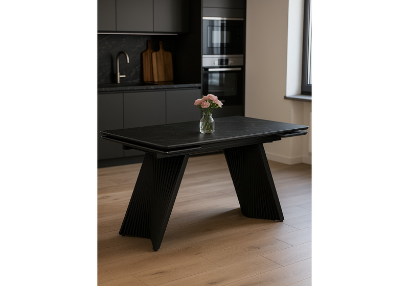 Керамический стол, Вейв 140(200)х80 shakespeare black / черный