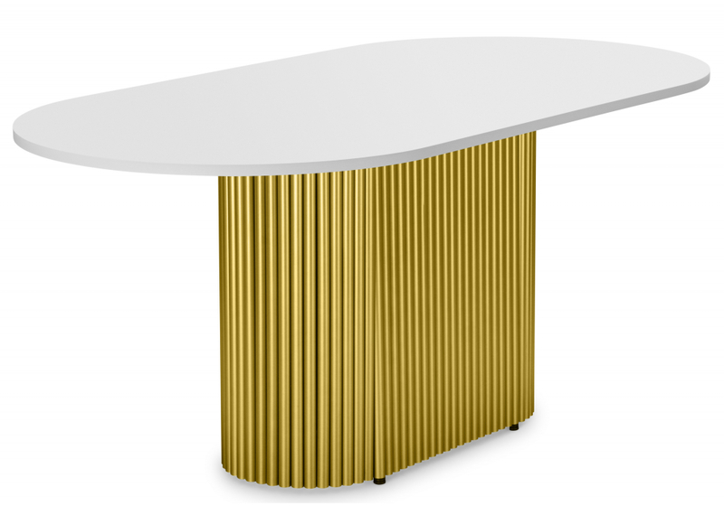 Стол деревянный, Барон О 200 х 90 белая пленка шагрень / золотые ноги