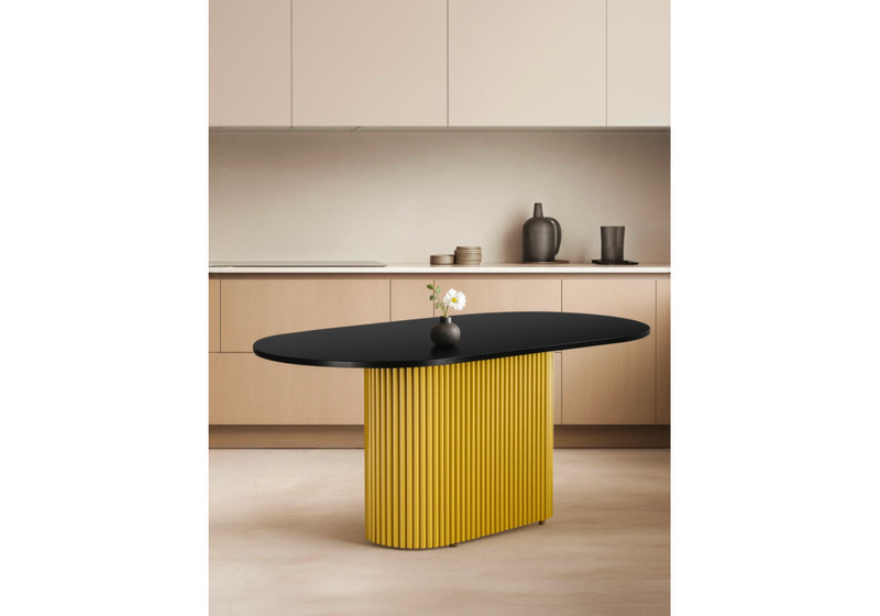 Стол деревянный, Барон О 160 х 90 черная пленка шагрень / золотые ноги