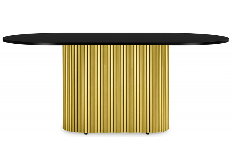 Стол деревянный, Барон О 160 х 90 черная пленка шагрень / золотые ноги