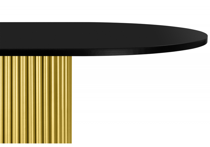 Стол деревянный, Барон О 160 х 90 черная пленка шагрень / золотые ноги