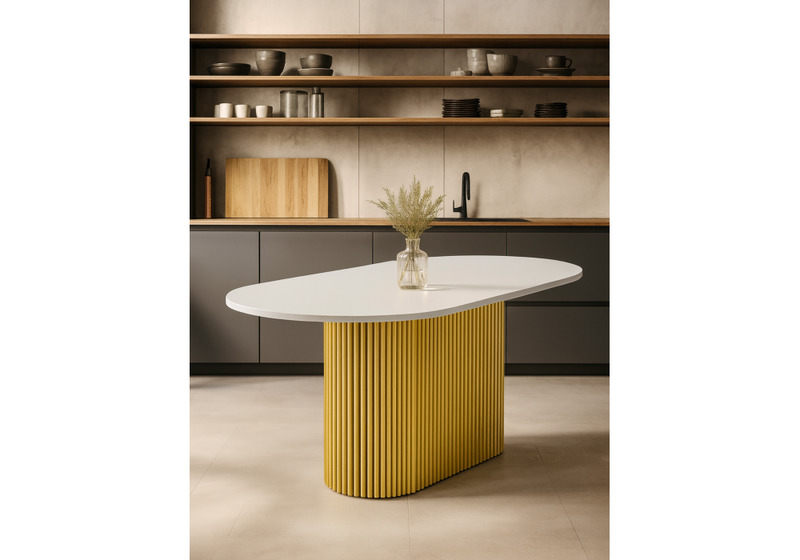 Стол деревянный, Барон О 160 х 90 белая пленка шагрень / золотые ноги