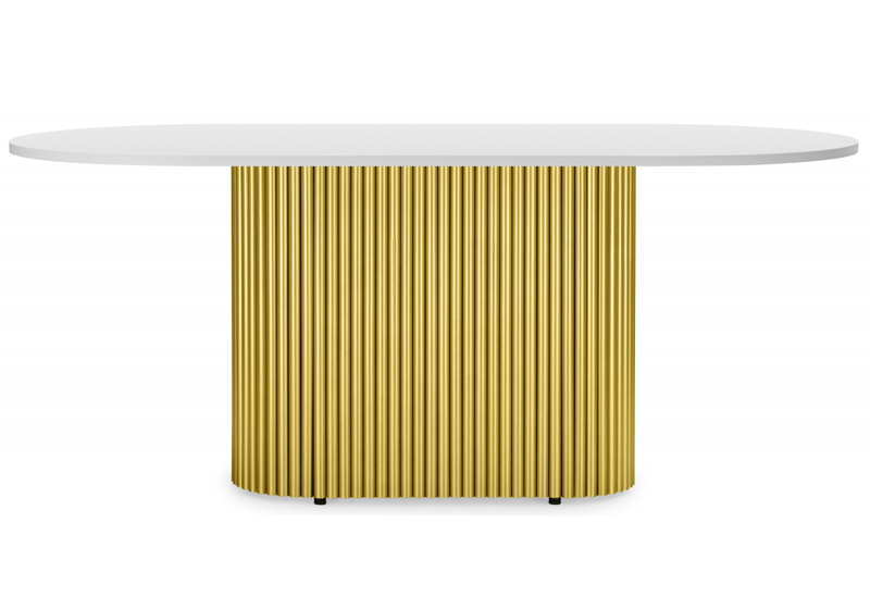 Стол деревянный, Барон О 160 х 90 белая пленка шагрень / золотые ноги