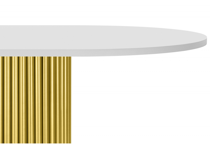 Стол деревянный, Барон О 180 х 90 белая пленка шагрень / золотые ноги