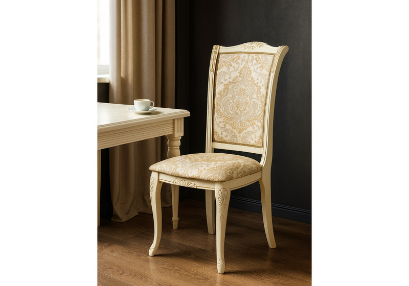 Стул деревянный, Керия слоновая кость / золото патина