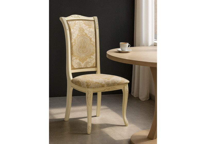 Стул деревянный, Керия слоновая кость / золото патина