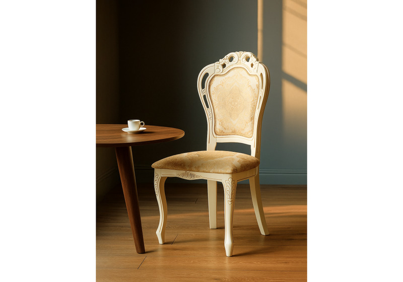 Стул деревянный, Bronte молочный / патина