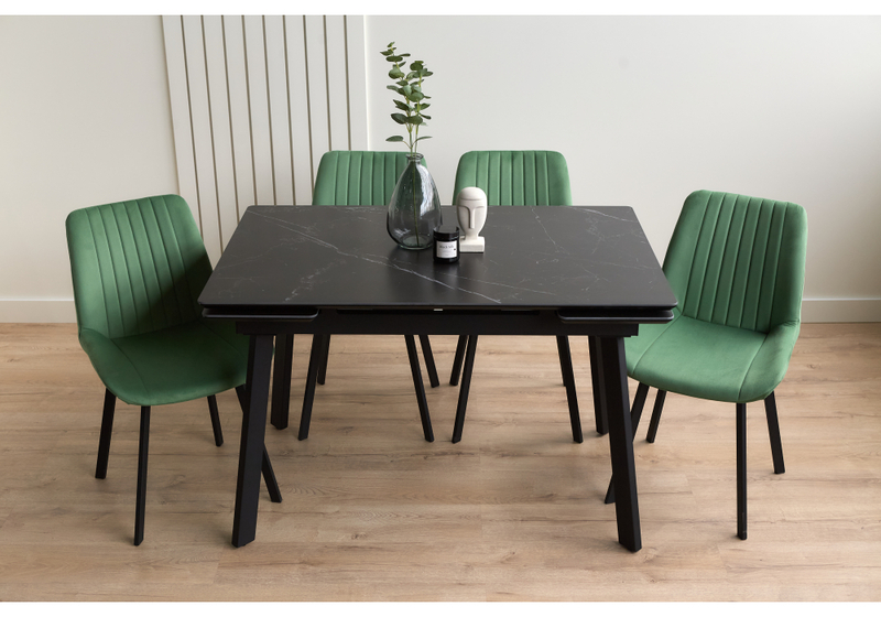 Керамический стол, Норман 120(180)х80 shakespeare black / черный